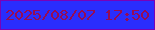 文字の大きさ：5、枠の色：7901b8、背景の色：2a2dfd、文字の色：950c54 無料ブログパーツのブログ時計