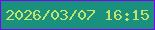 文字の大きさ：1、枠の色：7902f1、背景の色：19917c、文字の色：c4e36d 無料ブログパーツのブログ時計