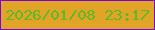 文字の大きさ：4、枠の色：7903db、背景の色：e2a426、文字の色：5db928 無料ブログパーツのブログ時計
