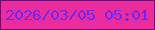 文字の大きさ：2、枠の色：790574、背景の色：eb2c9f、文字の色：6d28f6 無料ブログパーツのブログ時計