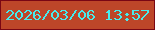 文字の大きさ：4、枠の色：790614、背景の色：bd4629、文字の色：46ecee 無料ブログパーツのブログ時計
