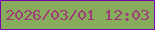 文字の大きさ：2、枠の色：7906ab、背景の色：87ad5c、文字の色：a03a7b 無料ブログパーツのブログ時計