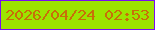 文字の大きさ：3、枠の色：790ef1、背景の色：9ce400、文字の色：c86e09 無料ブログパーツのブログ時計