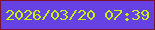 文字の大きさ：4、枠の色：791330、背景の色：6742e2、文字の色：c1f20b 無料ブログパーツのブログ時計