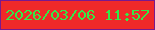 文字の大きさ：1、枠の色：79198e、背景の色：ef2929、文字の色：33e948 無料ブログパーツのブログ時計
