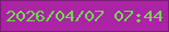 文字の大きさ：2、枠の色：791e76、背景の色：aa24a4、文字の色：6ddc4b 無料ブログパーツのブログ時計