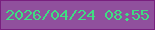 文字の大きさ：5、枠の色：791f7f、背景の色：90509d、文字の色：3fde82 無料ブログパーツのブログ時計