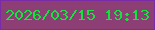 文字の大きさ：4、枠の色：792ca5、背景の色：8d3e75、文字の色：11e53c 無料ブログパーツのブログ時計