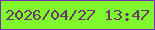 文字の大きさ：1、枠の色：792daf、背景の色：80f82e、文字の色：6b366a 無料ブログパーツのブログ時計
