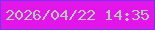 文字の大きさ：2、枠の色：7932f3、背景の色：e316ea、文字の色：b6c8b8 無料ブログパーツのブログ時計