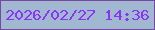 文字の大きさ：4、枠の色：7947a3、背景の色：a1b9d0、文字の色：8c33fb 無料ブログパーツのブログ時計