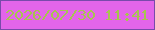 文字の大きさ：5、枠の色：794aab、背景の色：e365ea、文字の色：a7c450 無料ブログパーツのブログ時計