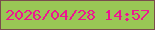 文字の大きさ：2、枠の色：794d4c、背景の色：99c655、文字の色：ed1690 無料ブログパーツのブログ時計