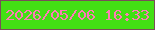 文字の大きさ：3、枠の色：794f58、背景の色：43e014、文字の色：fe7cb6 無料ブログパーツのブログ時計