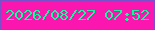 文字の大きさ：5、枠の色：7950ca、背景の色：fb16b0、文字の色：0bfc99 無料ブログパーツのブログ時計
