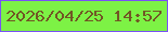 文字の大きさ：5、枠の色：7951f5、背景の色：7df245、文字の色：715725 無料ブログパーツのブログ時計