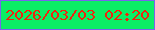 文字の大きさ：1、枠の色：7964ed、背景の色：0bee65、文字の色：f1230e 無料ブログパーツのブログ時計