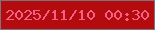 文字の大きさ：4、枠の色：79747e、背景の色：b40b0f、文字の色：f36284 無料ブログパーツのブログ時計