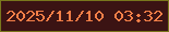 文字の大きさ：1、枠の色：79771c、背景の色：3b1313、文字の色：f57f48 無料ブログパーツのブログ時計