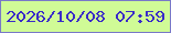 文字の大きさ：3、枠の色：7979c8、背景の色：d0fb96、文字の色：3a2cc9 無料ブログパーツのブログ時計