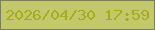 文字の大きさ：5、枠の色：798256、背景の色：c3c96a、文字の色：a6ac1d 無料ブログパーツのブログ時計