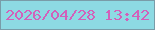 文字の大きさ：1、枠の色：799ca8、背景の色：8ddae3、文字の色：d261ba 無料ブログパーツのブログ時計