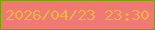 文字の大きさ：2、枠の色：79a101、背景の色：f07974、文字の色：f2b243 無料ブログパーツのブログ時計