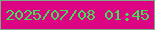 文字の大きさ：3、枠の色：79ad87、背景の色：dc0482、文字の色：41df58 無料ブログパーツのブログ時計