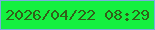文字の大きさ：1、枠の色：79addf、背景の色：14f040、文字の色：316019 無料ブログパーツのブログ時計