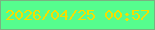 文字の大きさ：3、枠の色：79b281、背景の色：56fd8e、文字の色：f7de00 無料ブログパーツのブログ時計