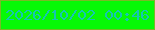文字の大きさ：2、枠の色：79ba26、背景の色：06f906、文字の色：15c5b4 無料ブログパーツのブログ時計