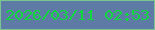 文字の大きさ：1、枠の色：79c691、背景の色：5d7ba4、文字の色：0fd83f 無料ブログパーツのブログ時計