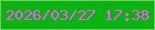文字の大きさ：2、枠の色：79cb6b、背景の色：09b411、文字の色：fe56fc 無料ブログパーツのブログ時計