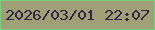 文字の大きさ：2、枠の色：79cf7b、背景の色：9fa078、文字の色：332544 無料ブログパーツのブログ時計