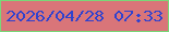 文字の大きさ：5、枠の色：79d778、背景の色：d97579、文字の色：3042ce 無料ブログパーツのブログ時計