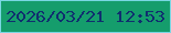 文字の大きさ：3、枠の色：79d7e2、背景の色：159d6c、文字の色：102e6f 無料ブログパーツのブログ時計