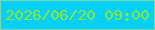 文字の大きさ：4、枠の色：79d9b0、背景の色：04d0fa、文字の色：8be835 無料ブログパーツのブログ時計