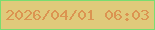 文字の大きさ：3、枠の色：79dd70、背景の色：e0ca7b、文字の色：db9451 無料ブログパーツのブログ時計