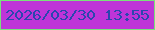 文字の大きさ：4、枠の色：79e17b、背景の色：be34d8、文字の色：2b46af 無料ブログパーツのブログ時計
