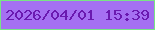 文字の大きさ：5、枠の色：79e485、背景の色：a570f2、文字の色：6a19b0 無料ブログパーツのブログ時計