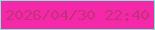 文字の大きさ：4、枠の色：79eed1、背景の色：f528aa、文字の色：c3307c 無料ブログパーツのブログ時計