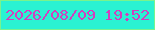 文字の大きさ：4、枠の色：79f38c、背景の色：2af2d2、文字の色：d23fbf 無料ブログパーツのブログ時計