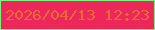 文字の大きさ：3、枠の色：79f47d、背景の色：ed2759、文字の色：ea683b 無料ブログパーツのブログ時計
