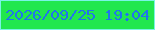 文字の大きさ：5、枠の色：79f4e4、背景の色：21e74e、文字の色：2074ec 無料ブログパーツのブログ時計