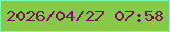 文字の大きさ：2、枠の色：79fdb2、背景の色：87ca4a、文字の色：7d0d66 無料ブログパーツのブログ時計