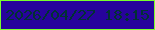 文字の大きさ：2、枠の色：79ff2c、背景の色：27039c、文字の色：013133 無料ブログパーツのブログ時計