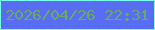 文字の大きさ：1、枠の色：79ffe8、背景の色：596df3、文字の色：66ab67 無料ブログパーツのブログ時計