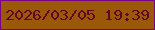 文字の大きさ：2、枠の色：7a0185、背景の色：995908、文字の色：640622 無料ブログパーツのブログ時計