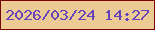 文字の大きさ：2、枠の色：7a0201、背景の色：ebca93、文字の色：6543ba 無料ブログパーツのブログ時計