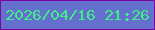 文字の大きさ：2、枠の色：7a05a1、背景の色：646fce、文字の色：3eee89 無料ブログパーツのブログ時計